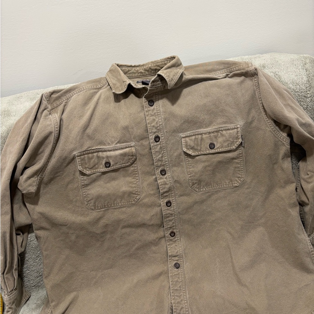 Woolrich Men's Casual Button-Down Shirt in Khaki Brown